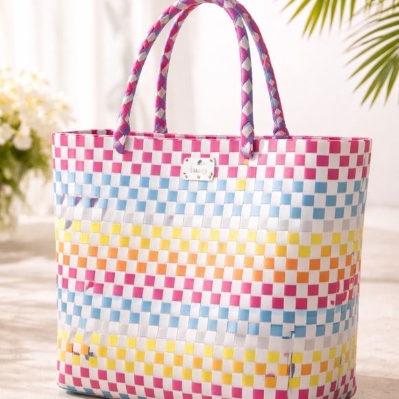 Large Woven Kate Spade Multicolor Beach Tote W/ Sunglasses Kate Spade BEACH - Picture 2 of 10